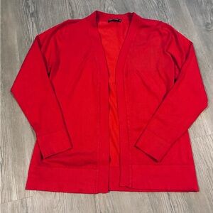 Chic Red Open Front Cardigan